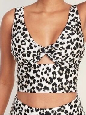 Old Navy XXL Clean Twist Cheetah Black Tan Leopard Bikini Crop Top Swim Cut Out